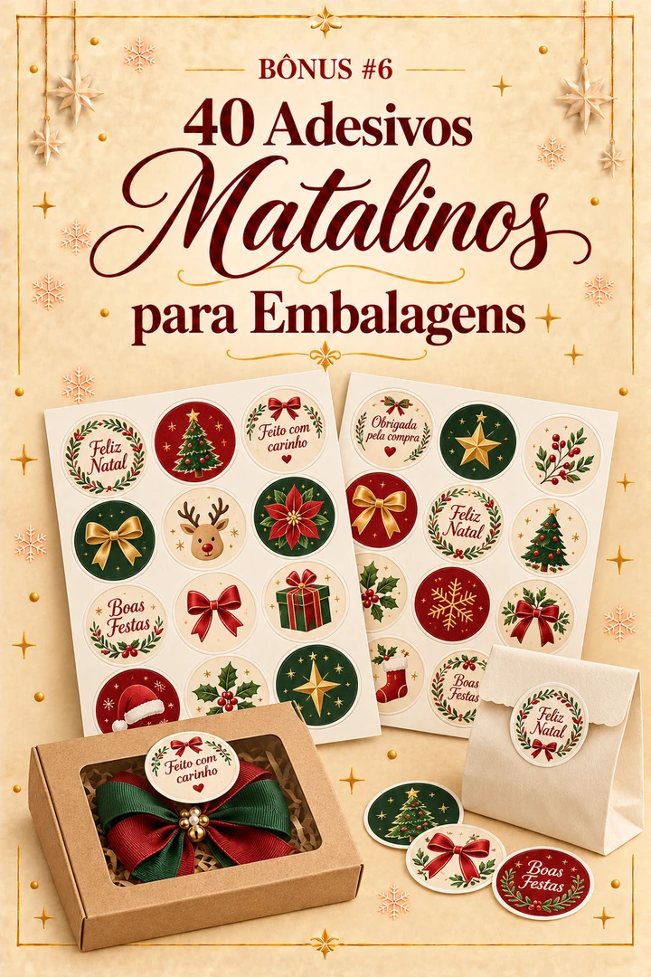 40 Adesivos Natalinos para Embalagens